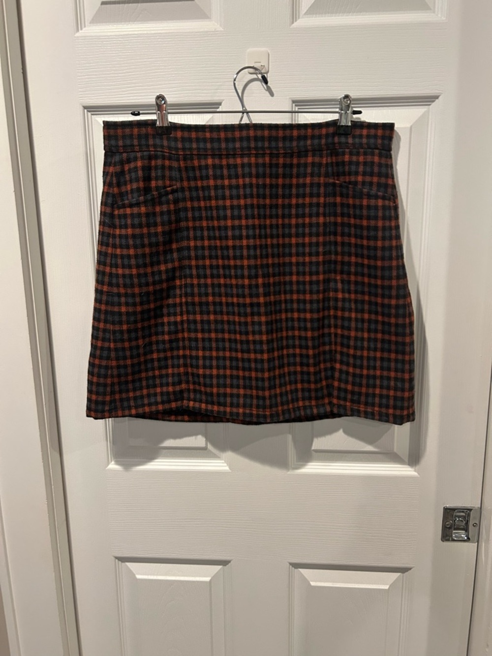 LOFT Black and Orange Plaid Mini Skirt